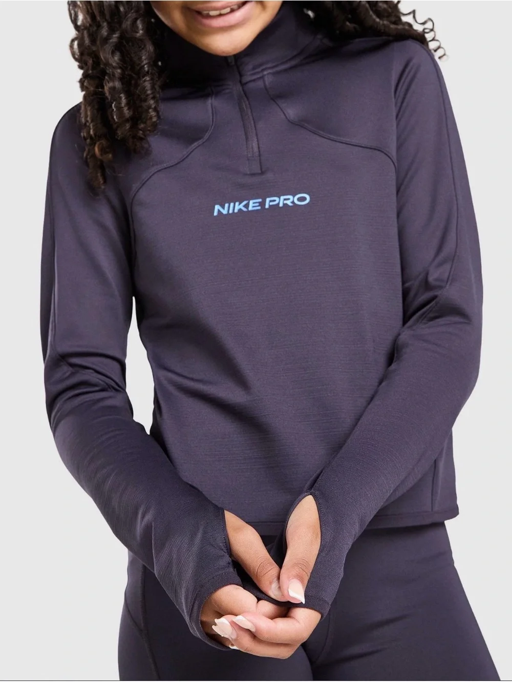 Nike Pro Kids  Long-Sleeve Half Zip Top in Dark Green